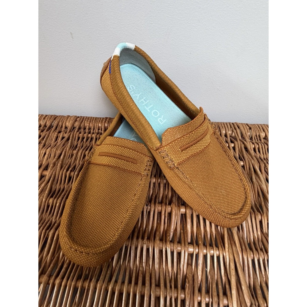 Rothys The Driver Shoes Womens 7.5 Slip On Knit Driving Loafer Yellow Mustard